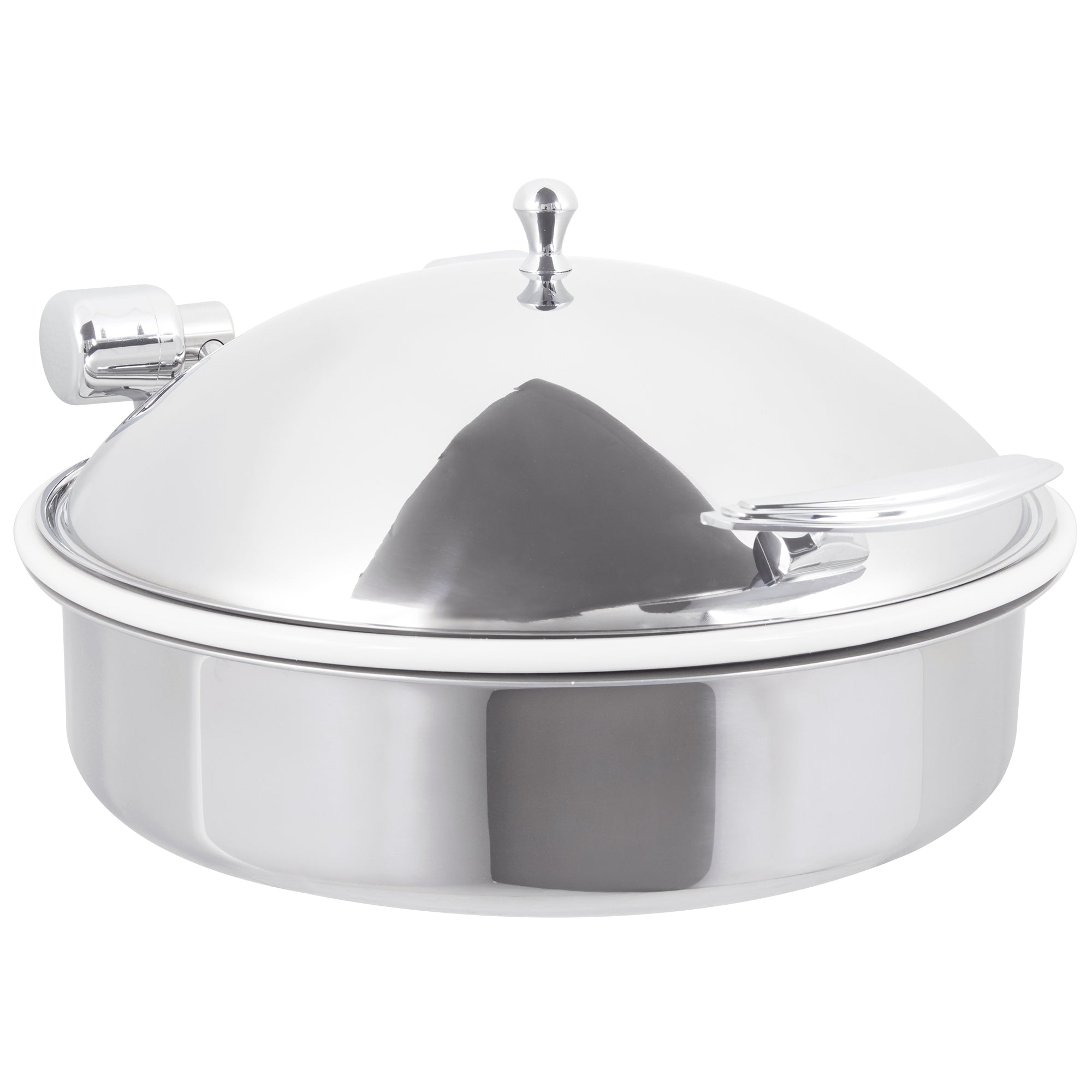 6-quart (5.8L) Intrigue® Round Chafer SS Trim w/Porcelain food pan