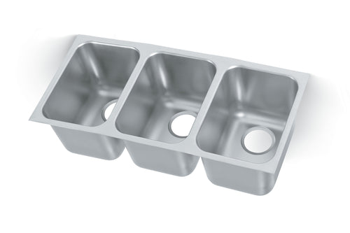 10-inch triple-bowl heavy-weight stainless steel undermount welded-in sink